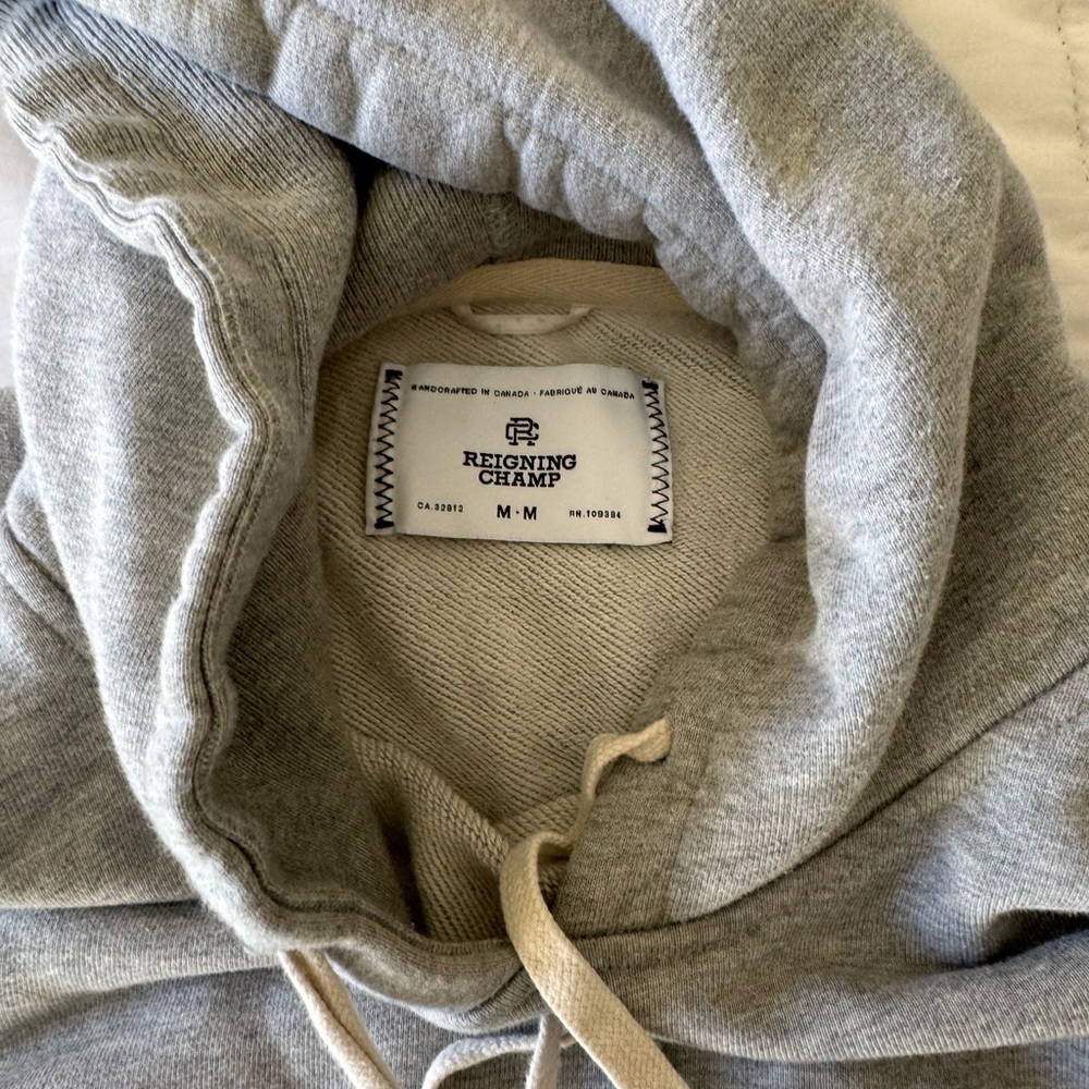 Reigning Champ Grey Hoodie medium weight looks great